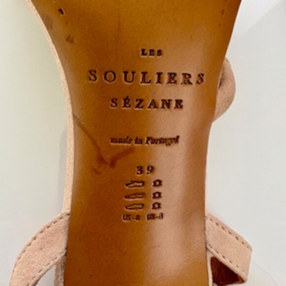 SEZANE High Lison Sandals Blush Suede w/ Gold Details FR39 - Picture 8 of 13